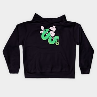 Cherry Blossom, Green Snake Kids Hoodie